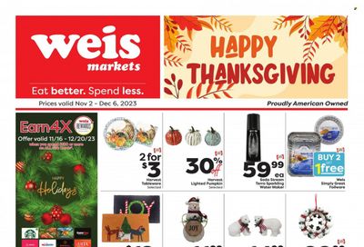 Weis (MD, NY, PA) Weekly Ad Flyer Specials November 2 to December 6, 2023