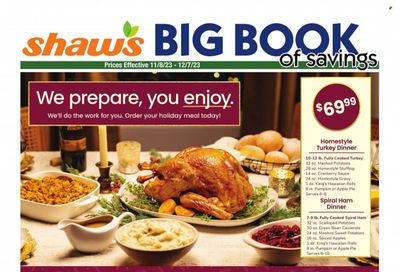 Shaw’s (MA, ME, NH, RI, VT) Weekly Ad Flyer Specials November 8 to December 7, 2023