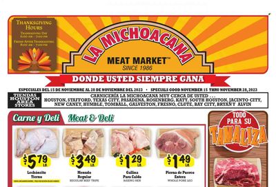 La Michoacana Meat Market (TX) Weekly Ad Flyer Specials November 15 to November 28, 2023