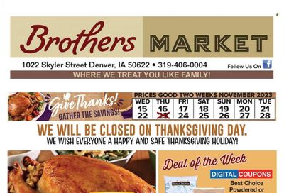 Brothers Market (IA, KS, MO) Weekly Ad Flyer Specials November 15 to November 28, 2023