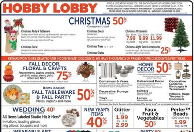 Hobby Lobby Weekly Ad Flyer Specials November 19 to November 25, 2023