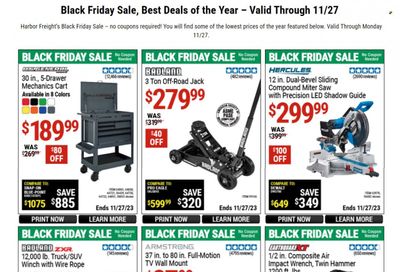 Harbor Freight Weekly Ad Flyer Specials November 23 to November 27, 2023