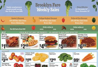 Brooklyn Fare (NY) Weekly Ad Flyer Specials November 24 to November 30, 2023