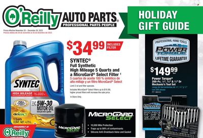 O'Reilly Auto Parts Weekly Ad Flyer Specials November 29 to December 26, 2023