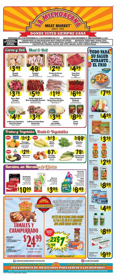 La Michoacana Meat Market (TX) Weekly Ad Flyer Specials November 29 to December 12, 2023