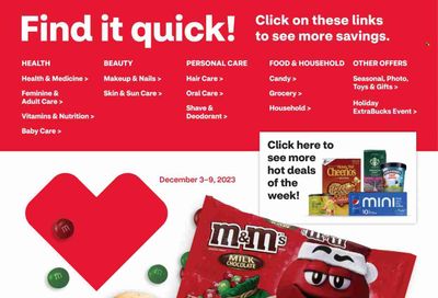 CVS Pharmacy Weekly Ad Flyer Specials December 3 to December 9, 2023 CVS Pharmacy Weekly Ad Flyer Specials December 3 to December 9, 2023