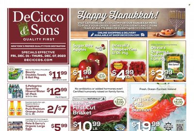 DeCicco & Sons (NY) Weekly Ad Flyer Specials December 1 to December 7, 2023