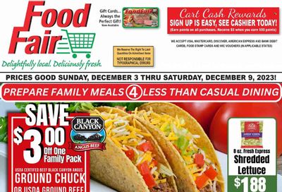 Food Fair Market (KY, OH, WV) Weekly Ad Flyer Specials December 3 to December 9, 2023