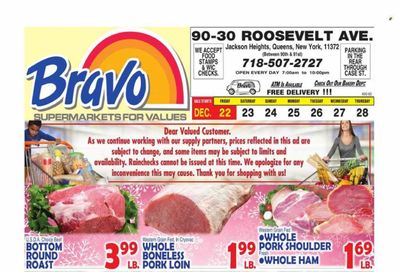 Bravo Supermarkets (CT, FL, MA, NJ, NY, PA) Weekly Ad Flyer Specials December 22 to December 28, 2023