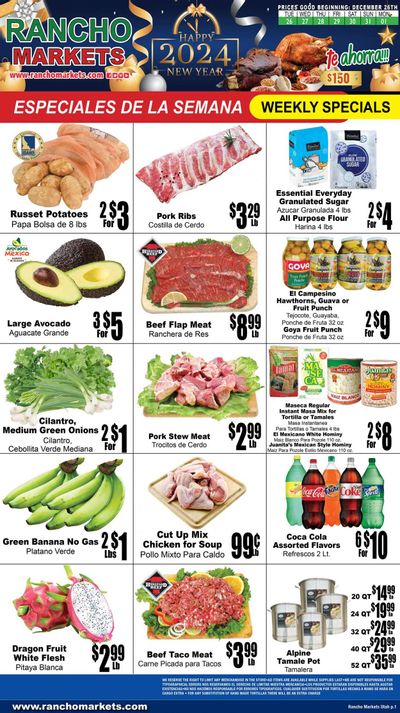 Rancho Markets (UT) Weekly Ad Flyer Specials December 26 to January 1, 2024