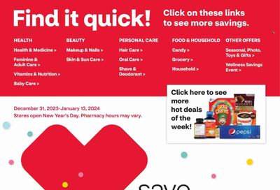 CVS Pharmacy Weekly Ad Flyer Specials December 31 to January 13, 2024