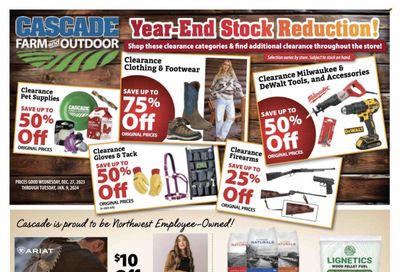 Cascade Farm And Outdoor (OR, WA) Weekly Ad Flyer Specials December 27 to January 9, 2024