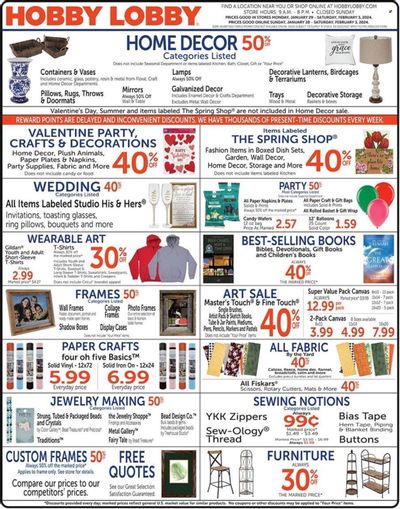 Hobby Lobby Weekly Ad Flyer Specials January 28 to February 3, 2024
