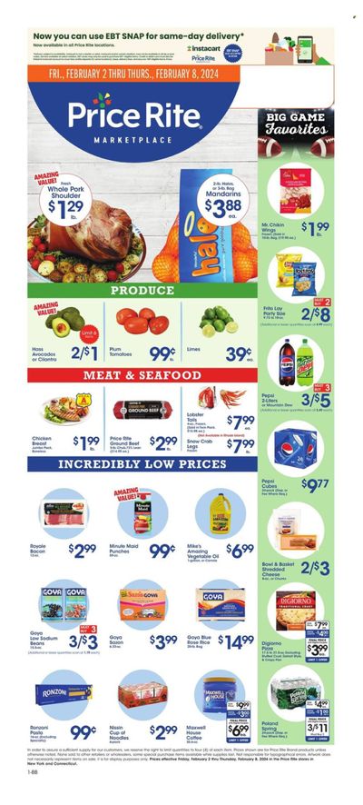 Price Rite (CT, MA, MD, NH, NJ, NY, PA, RI) Weekly Ad Flyer Specials February 2 to February 8, 2024