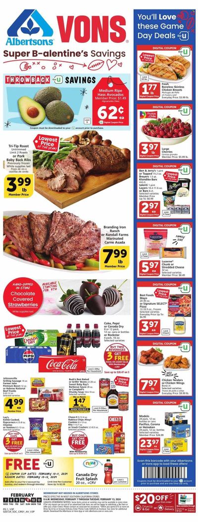 Vons (CA) Weekly Ad Flyer Specials February 7 to February 13, 2024